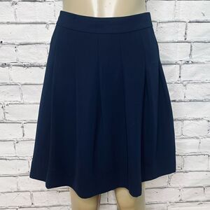 J. Crew Womens Navy Blue Lined Straight Hemline Pleated Mini A-line Skirt Size 6